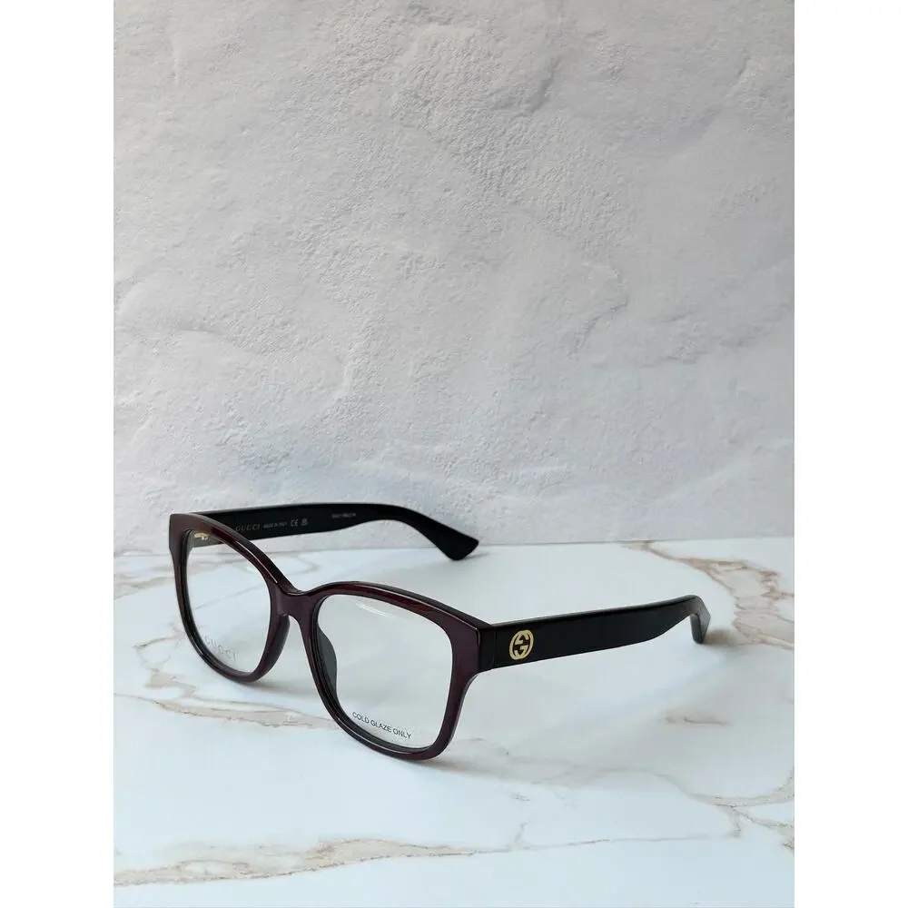 NEW Gucci GG1340O Burgundy Square Logo Eyeglasses Frames
